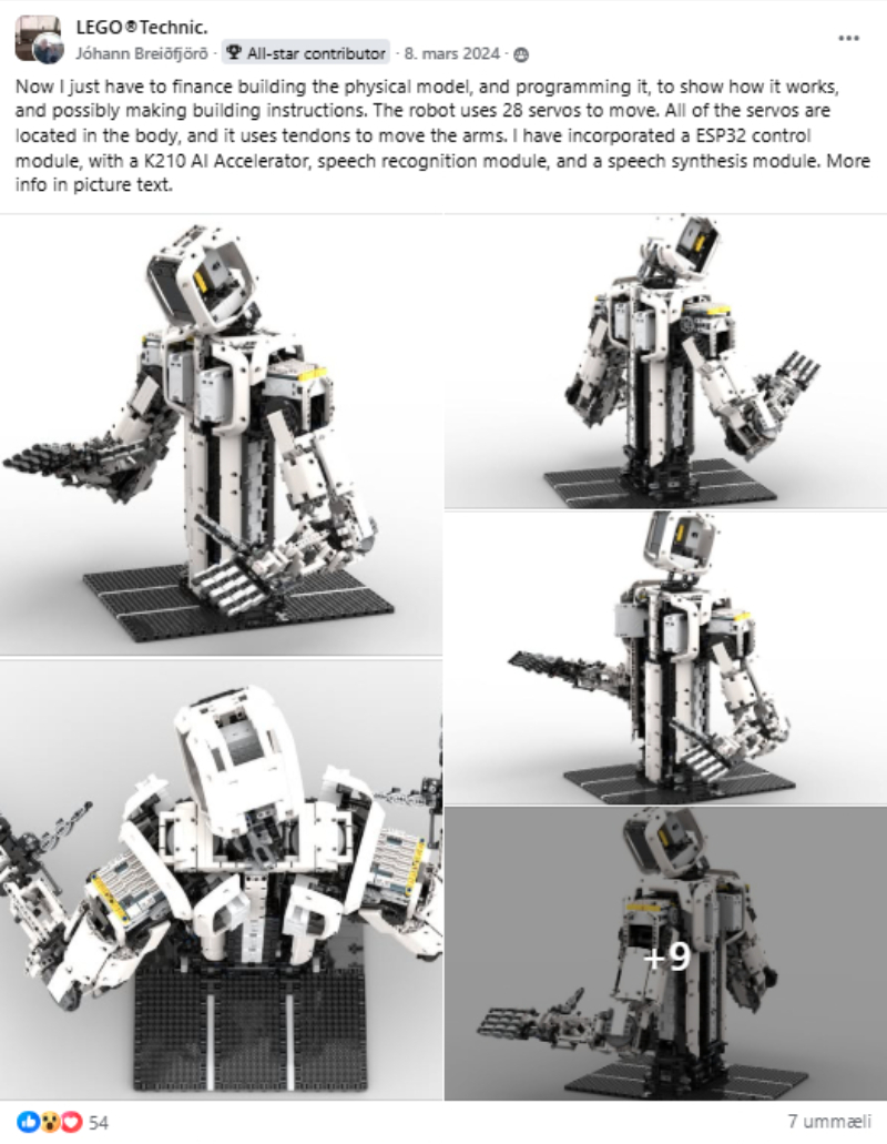 Facebook post from 8 March 2024 showing a more developed Robert with structured upper body and arm positions.