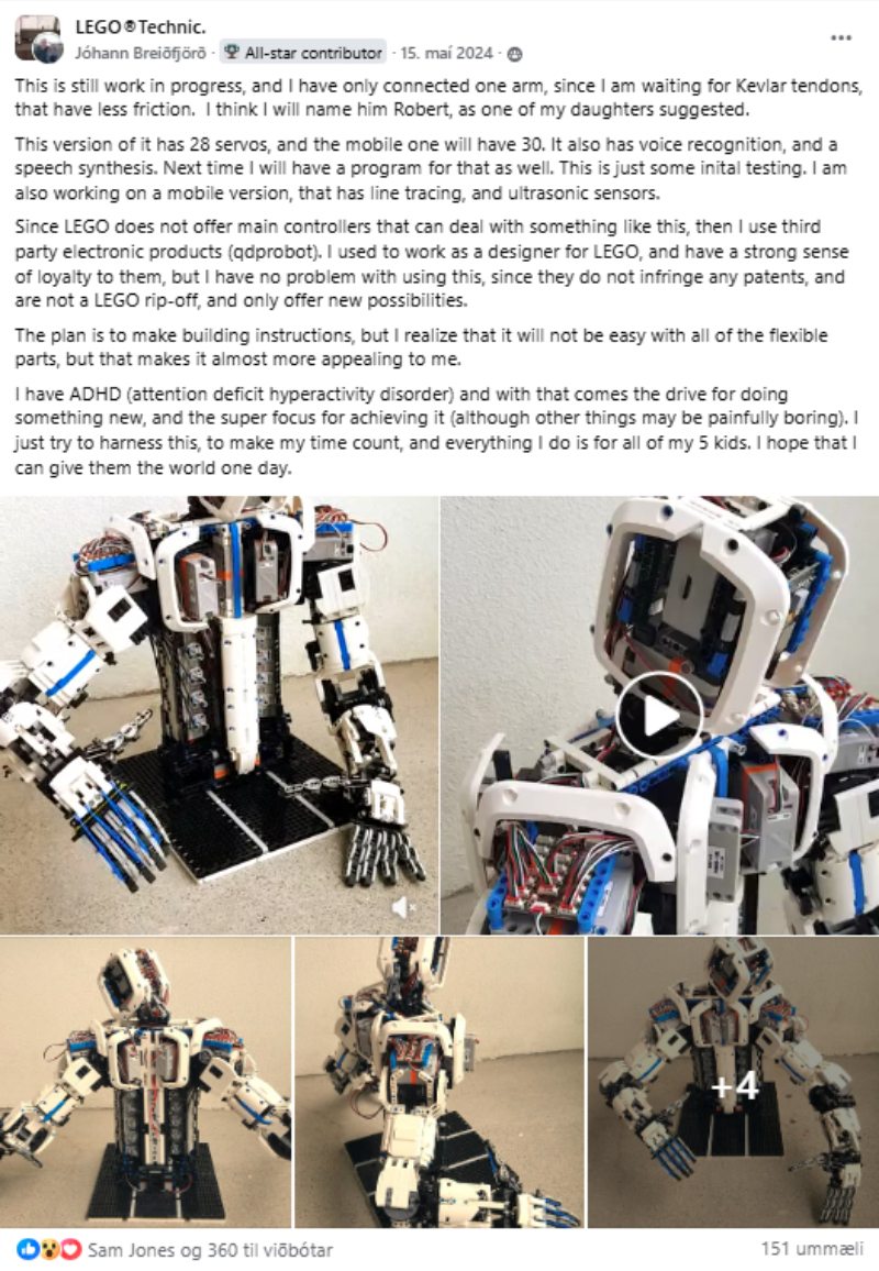 Facebook post from 15 May 2024 showing Robert in a much more developed physical form.