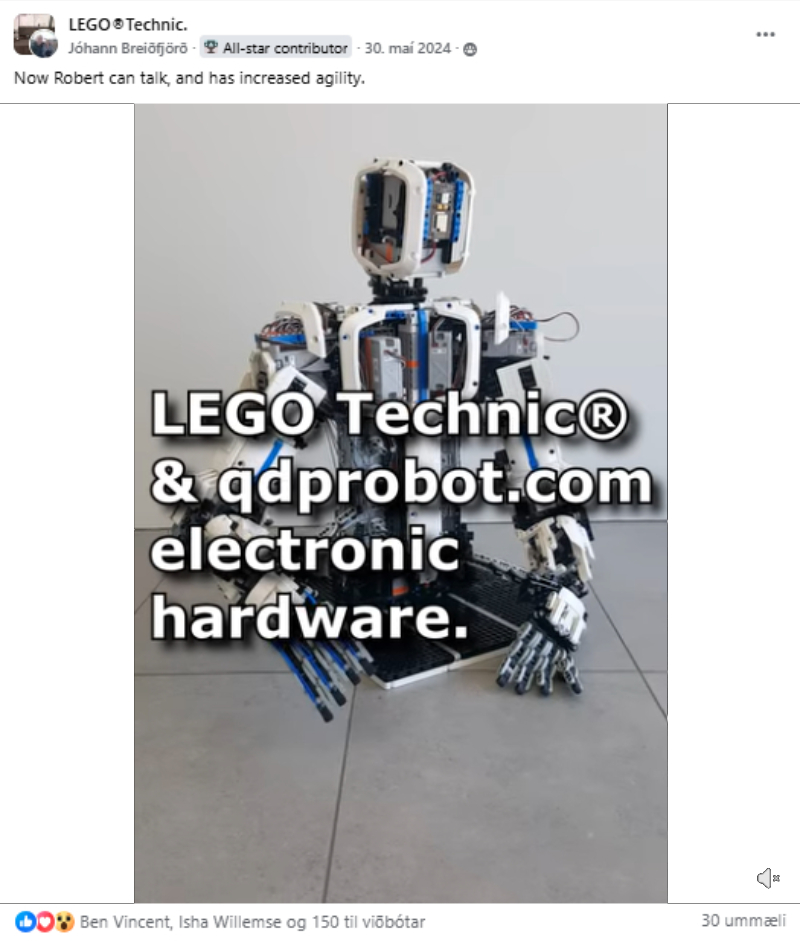 Facebook post from 30 May 2024 showing Robert standing more fully developed with increased agility.